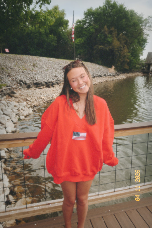Flag Varsity Crewneck (RED)