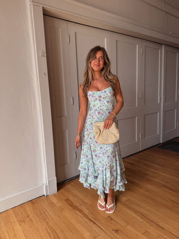 Theodore Midi Dress -- Blue Floral (Restock/Preorder)