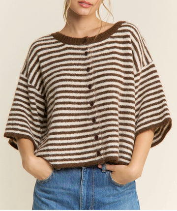 Richard Striped Sweater Top (BROWN) — RESTOCK